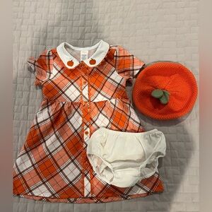 Gymboree Fall Pumpkin Dress and Beret Hat